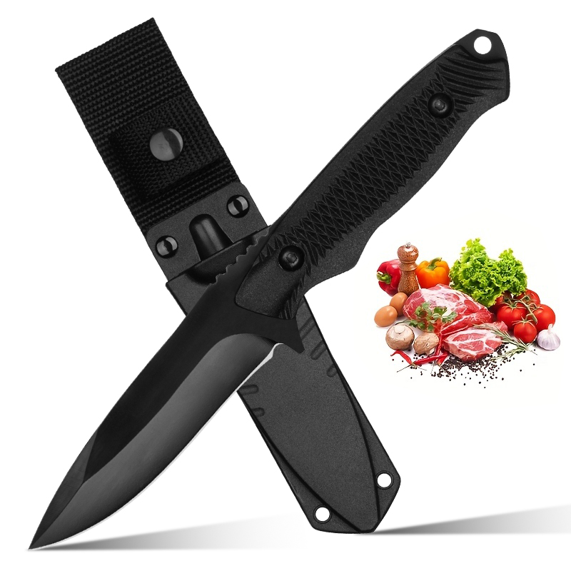 Bushcraft Knife Fixed - 1개 블랙 고정날 칼, 고경도 스테인리스