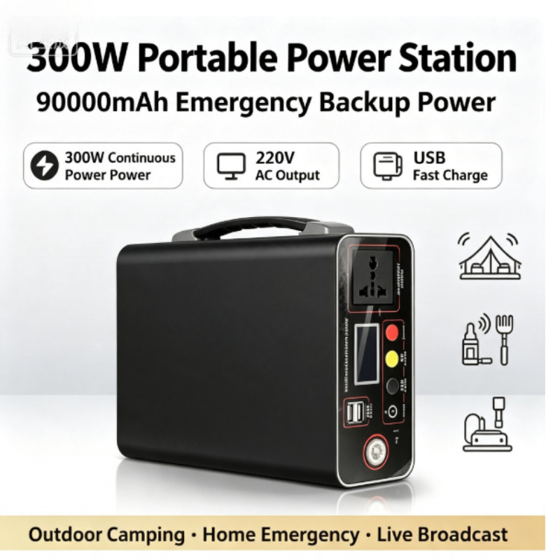Solar Emergency Charger - 휴대용 발전기 300W 220V, 333Wh, 90000mAh,